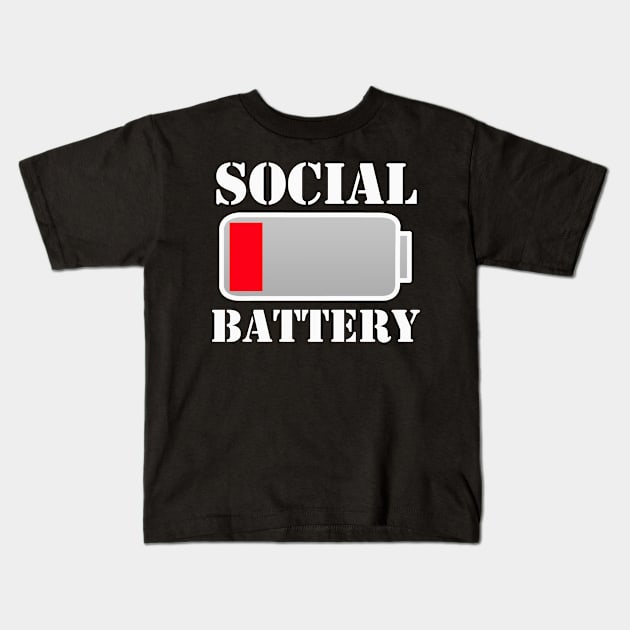 Social Battery Low Kids T-Shirt by Velvet